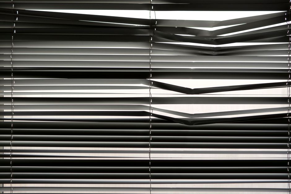 Modern roller window shades in a living room